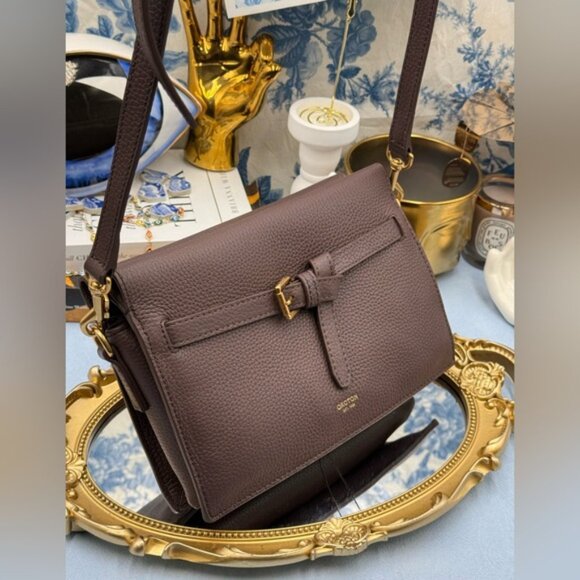 🆕 OROTON 🧿 NWOT Margot Crossbody, Brown Bear Pebble Leather - Picture 12 of 16